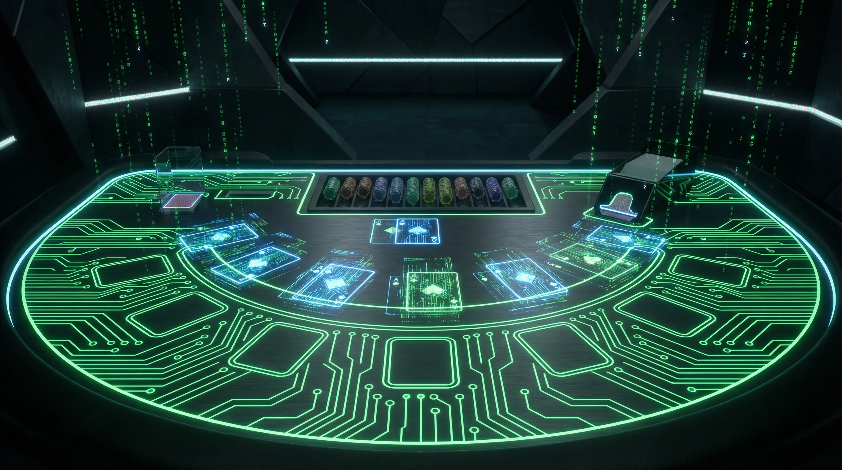 Mesa de blackjack digital com design cyberpunk no bullsbet