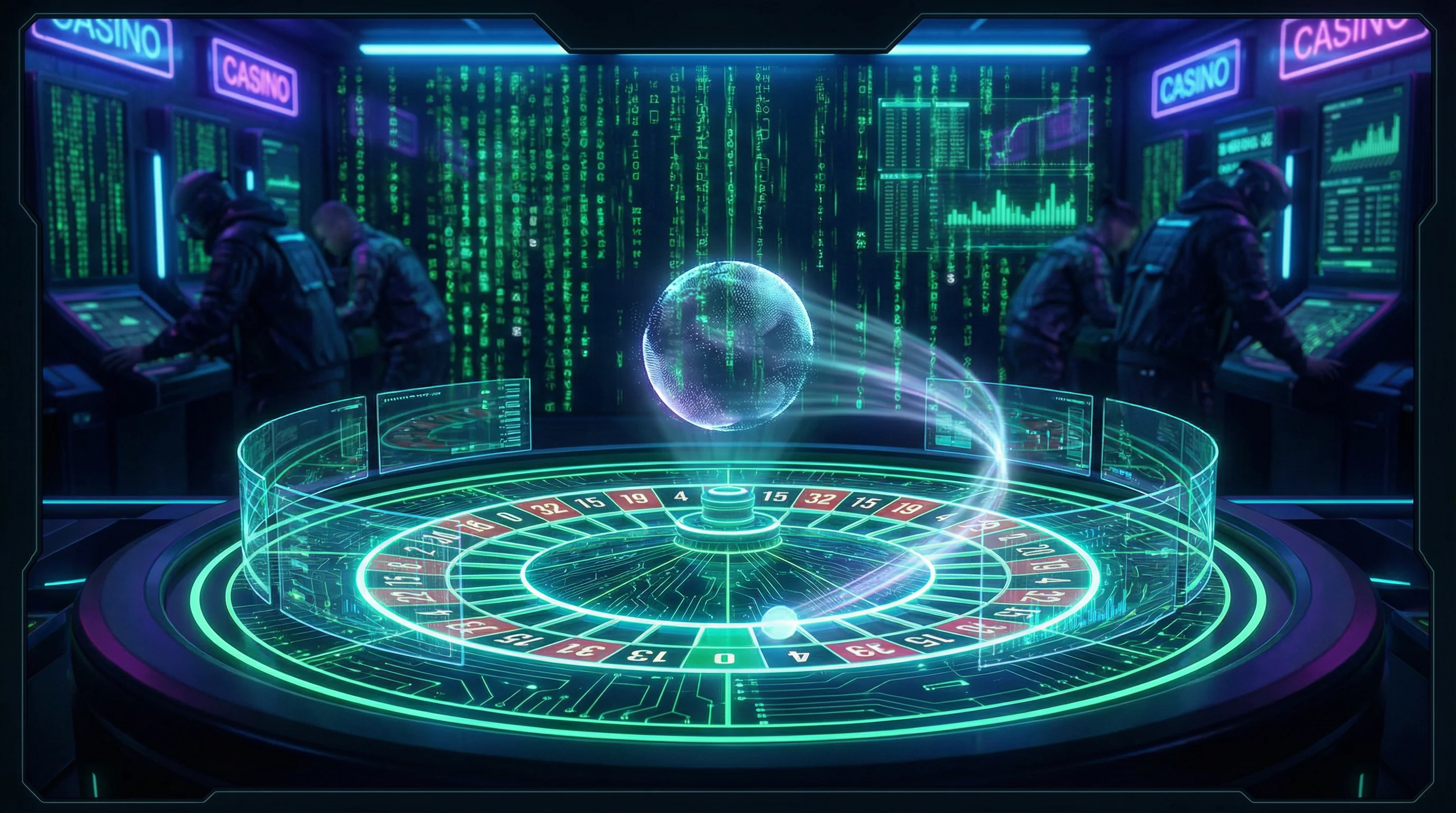 Roleta digital futurista com efeitos neon no bullsbet